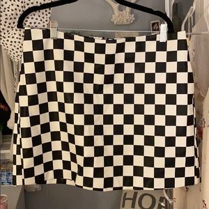 Checkered pleather skirt